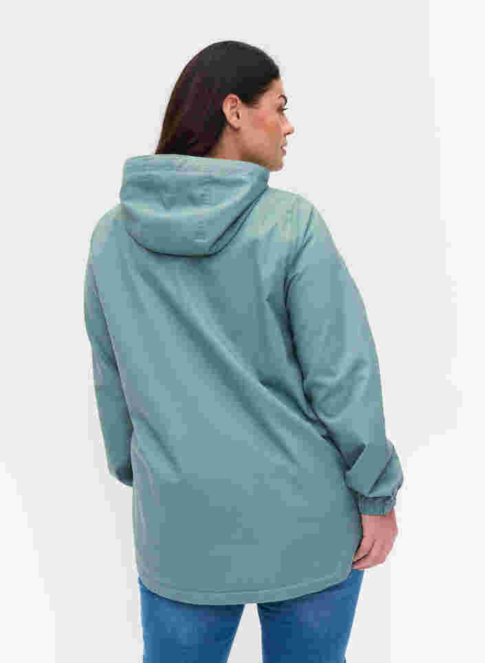 Kort parka jakke med hætte og justerbar bund, Chinois Green, Model image number 1
