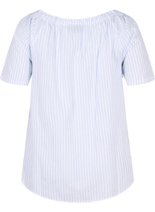 Stribet bomulds bluse med korte ærmer, Kentucky Blue Stripe, Packshot image number 1