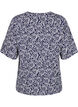 V-hals bluse med blomsterprint, White Blue Flower, Packshot image number 1