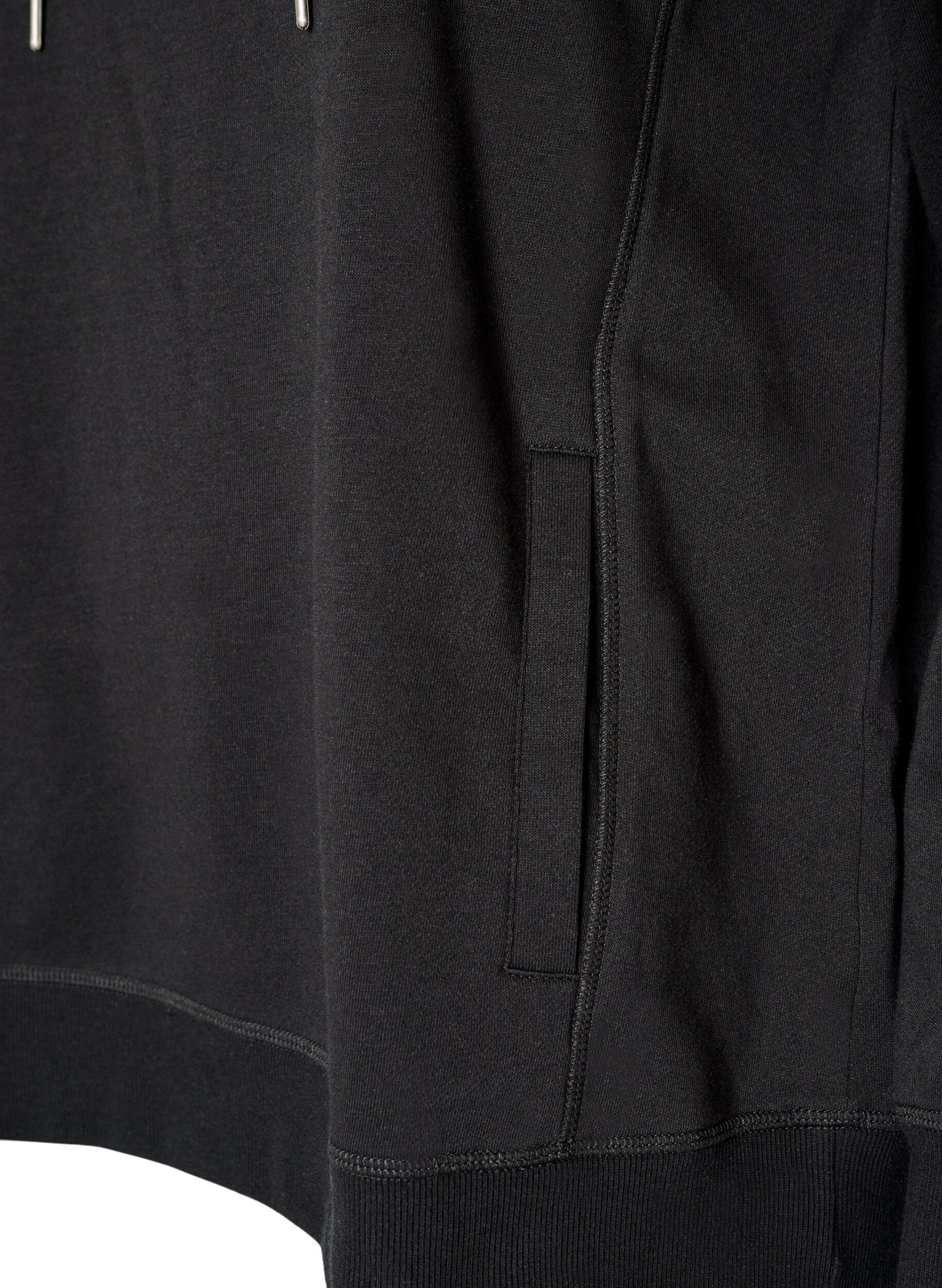 ZizziSweatshirt med h&oslash;j krave og lommer, Sort, Packshot image number 3