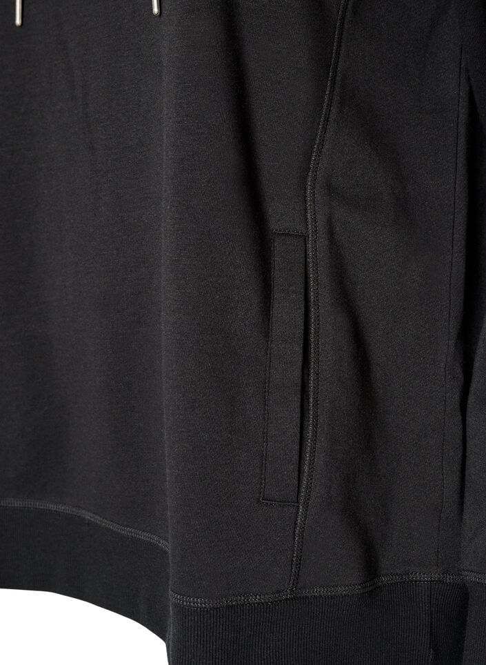 Sweatshirt med h&oslash;j krave og lommer, Sort, Packshot image number 3