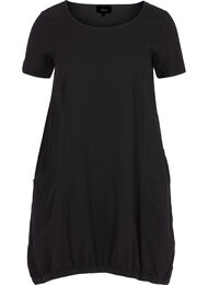Kortærmet kjole i bomuld, Black, Packshot