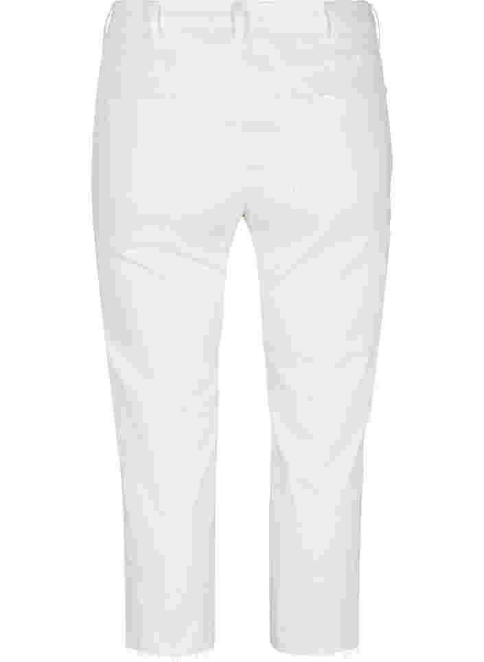 7/8 jeans med rå kanter og høj talje, White, Packshot image number 1