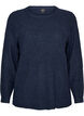 Meleret strikbluse med rund hals, Bl&aring;, Packshot image number 0