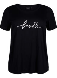T-shirt i bomuld med print og rund hals , Black W. Love
