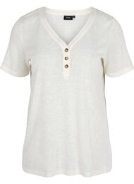 Kortærmet t-shirt med knapper , Warm Off-white