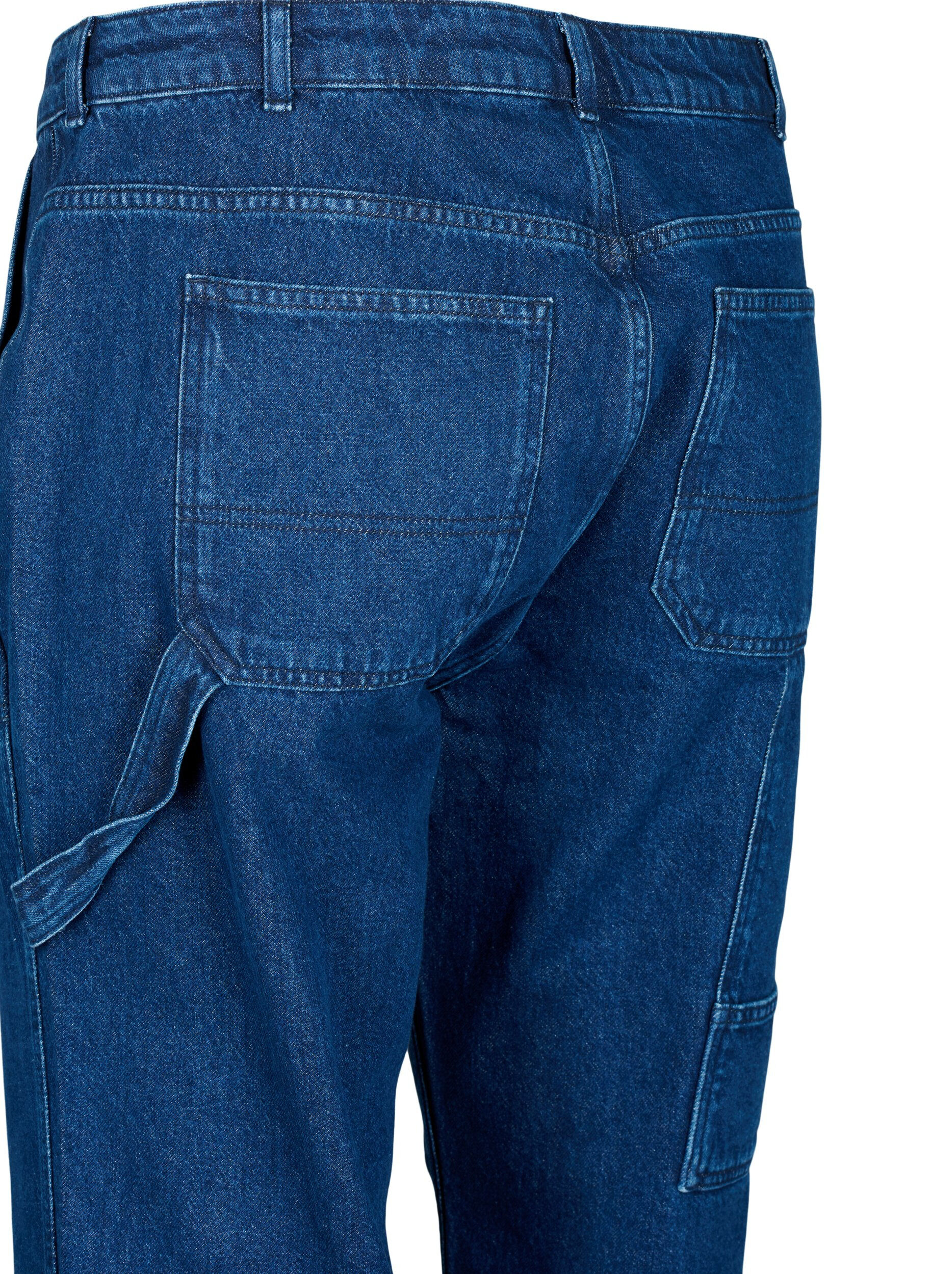 Zizzi Straight fit cargo jeans, Dark blue, Packshot image number 3