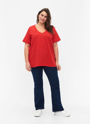 FLASH - T-shirt med v-hals, High Risk Red, Model image number 2
