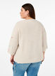 Strikbluse med hjerter og 3/4 &aelig;rmer, Beige, Model image number 2