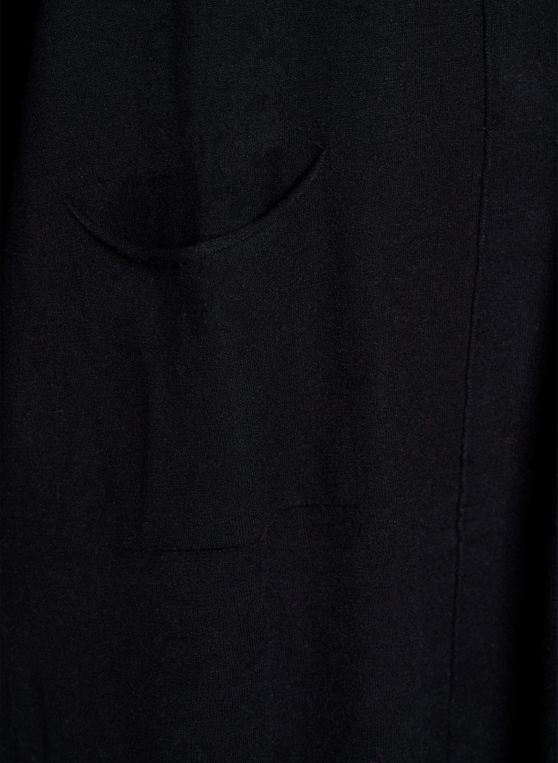 Zizzi Kort strikkjole med midters&oslash;m og lommer, Sort, Packshot image number 3