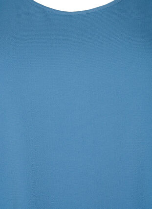Bluse med korte ærmer og rund halsudskæring, Moonlight Blue, Packshot image number 2