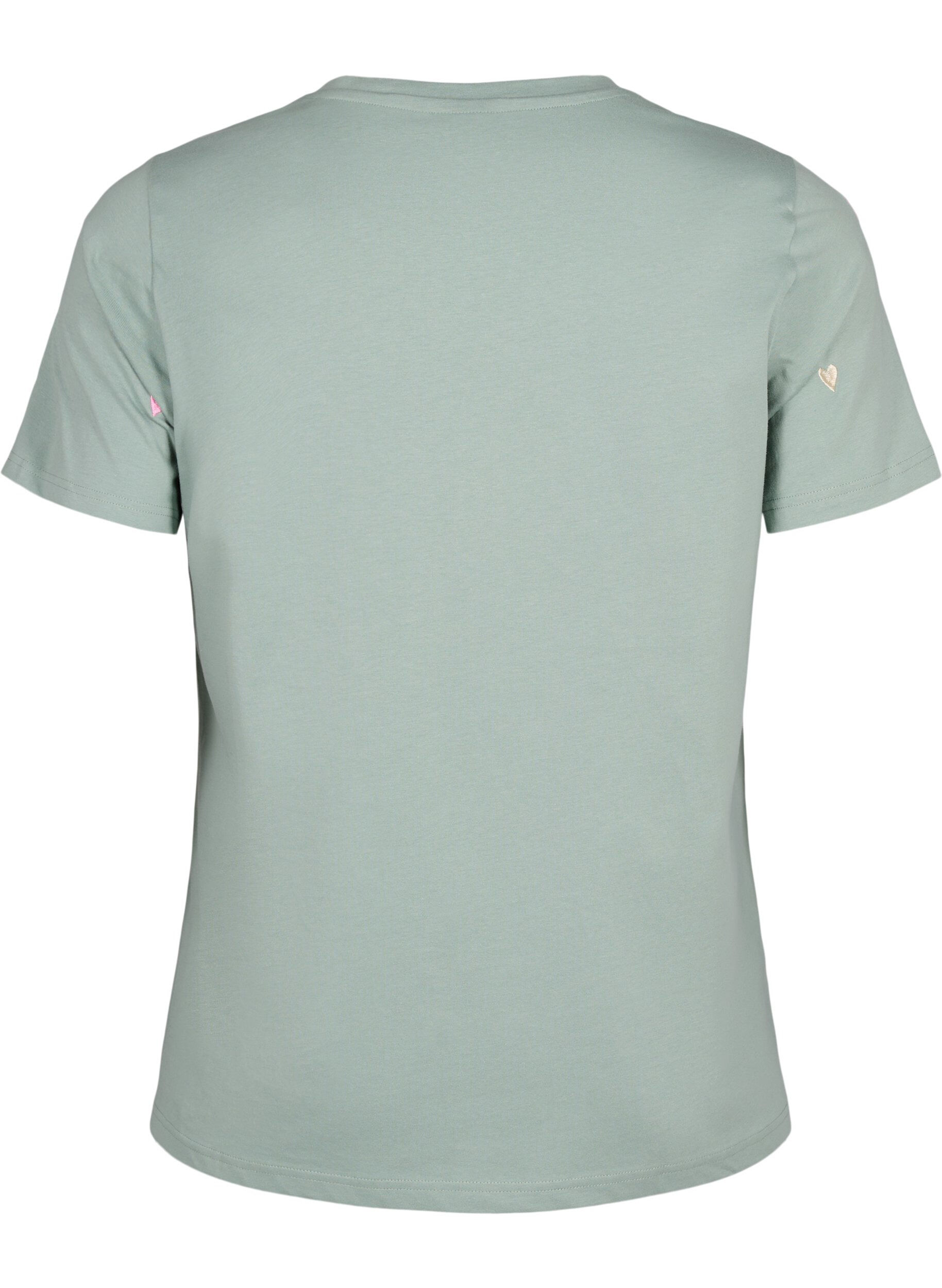Zizzi T-shirt i &oslash;kologisk bomuld med hjerter., Chinois G. Love Emb., Packshot image number 1