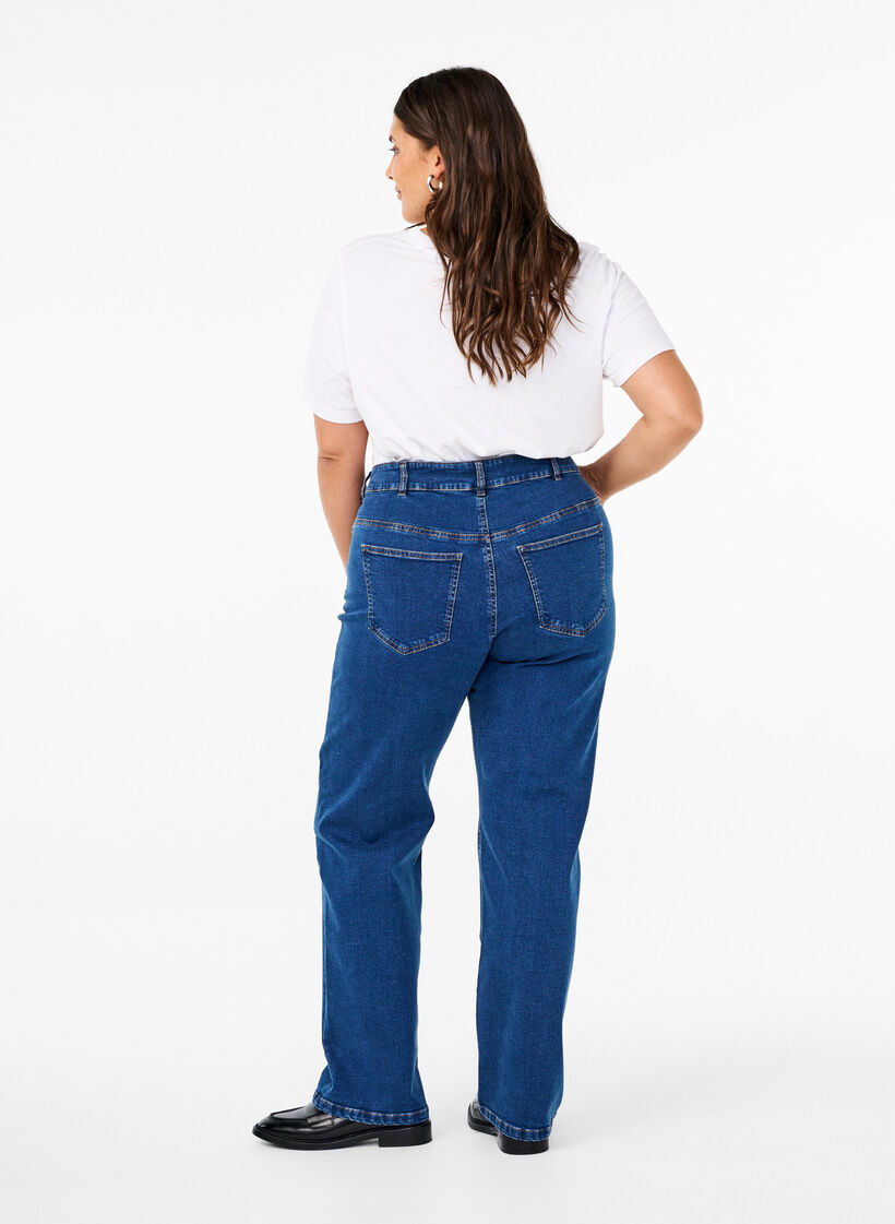 Højtaljede Gemma jeans med regular fit, Blå, Model image number 1