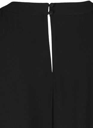Lang chiffon bluse med 3/4 ærmer, Black, Packshot image number 3
