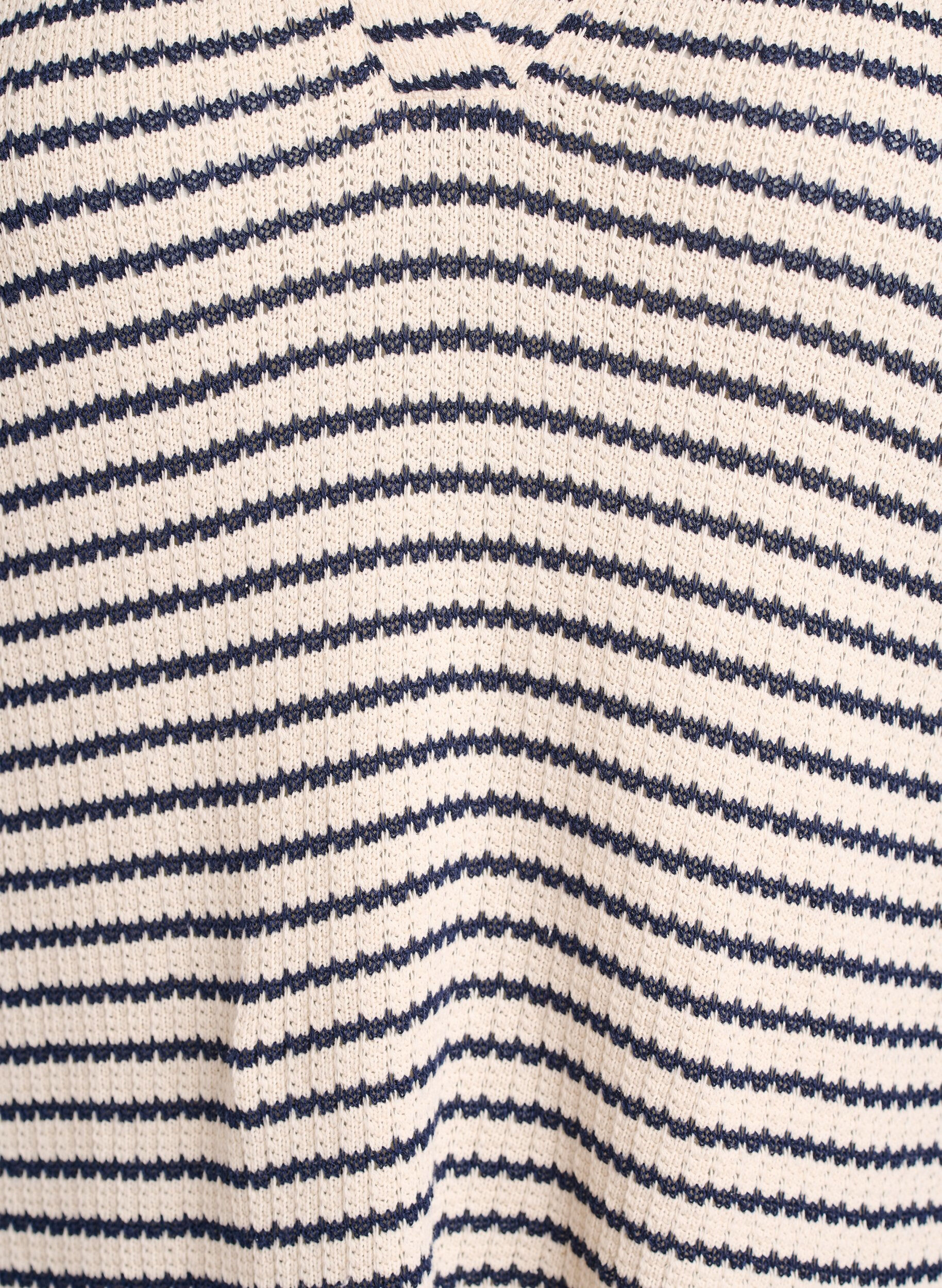 Zizzi Stribet jerseybluse med krave og V-udsk&aelig;ring, Beige, Packshot image number 2