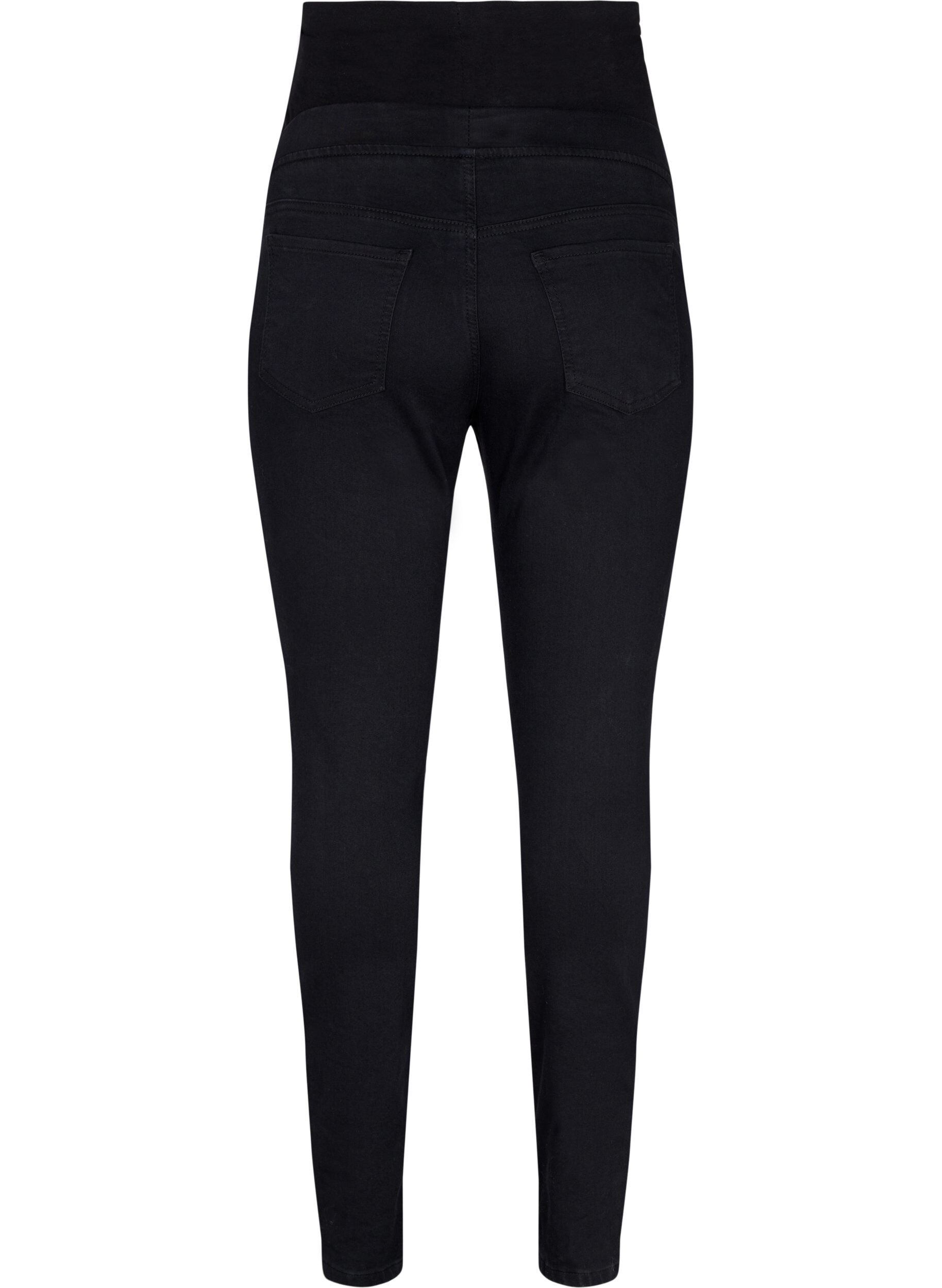 Zizzi Graviditets jeggings i bomuldsmix, Sort, Packshot image number 1