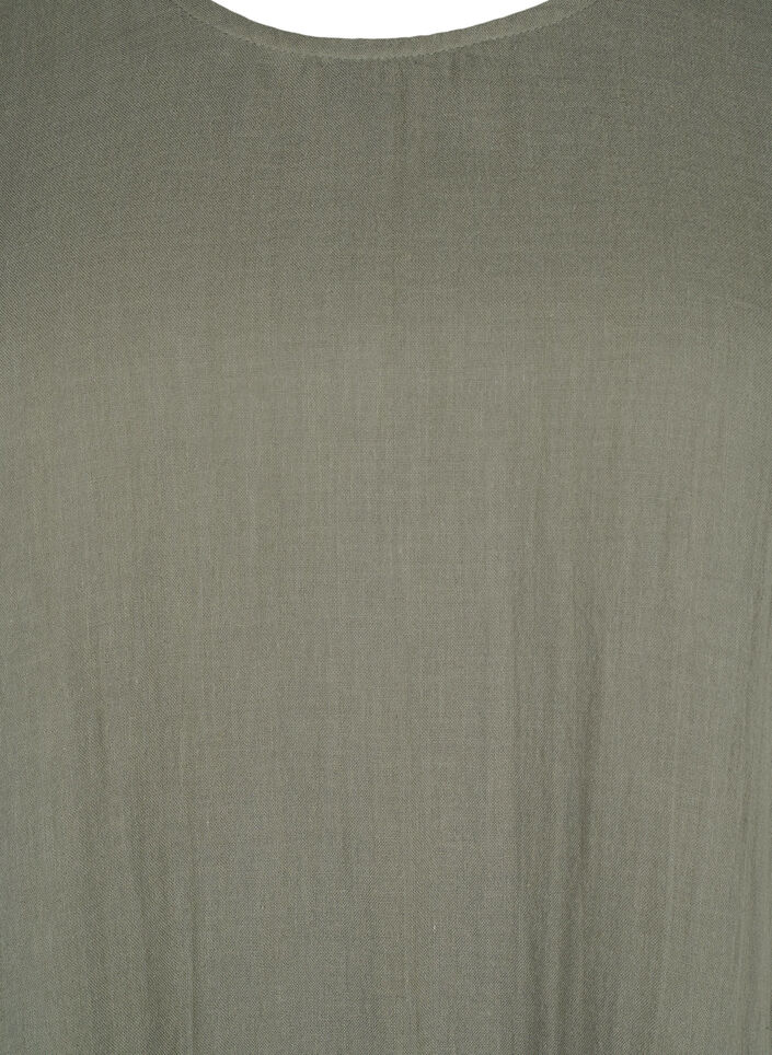 Kortærmet kjole i bomuld med a-snit, Thyme, Packshot image number 2