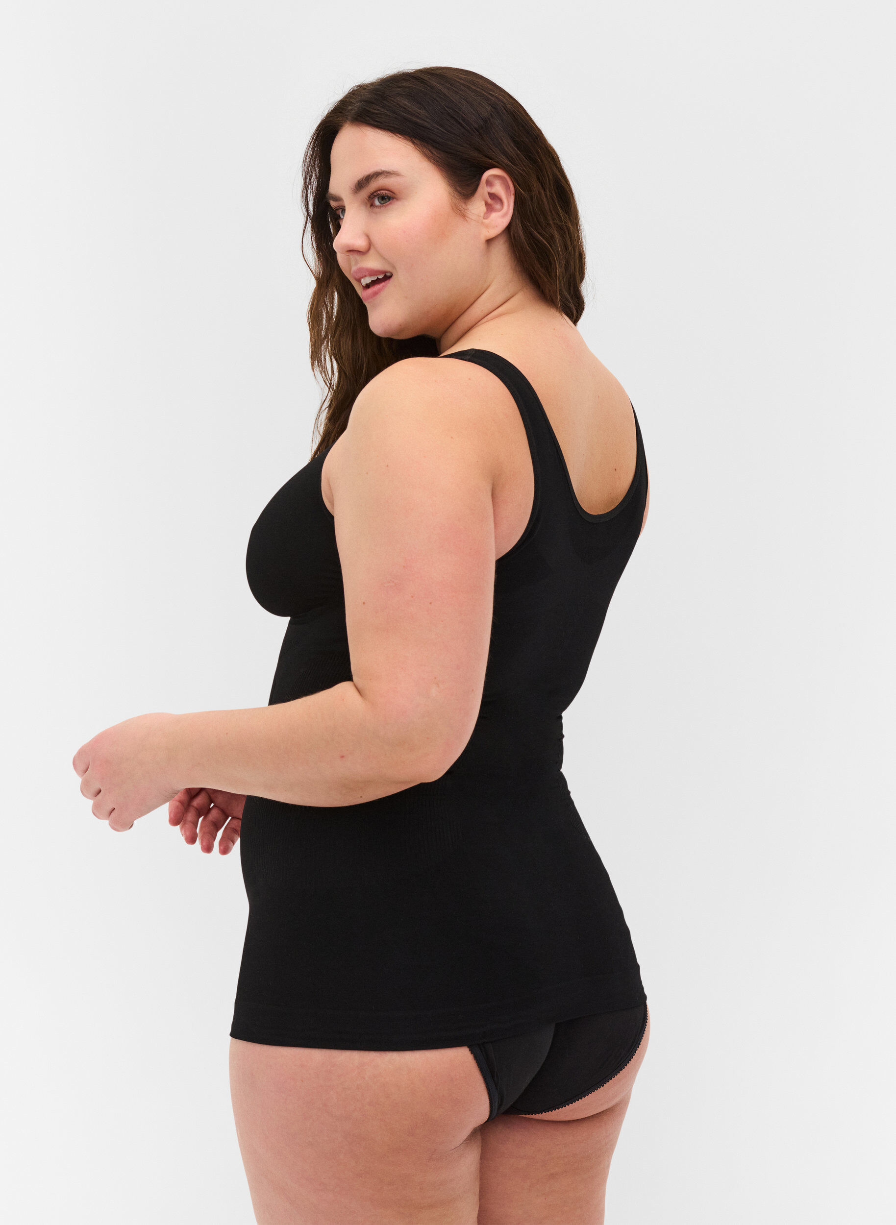 Zizzi Shapewear top med blondedetalje, Black, Model image number 1