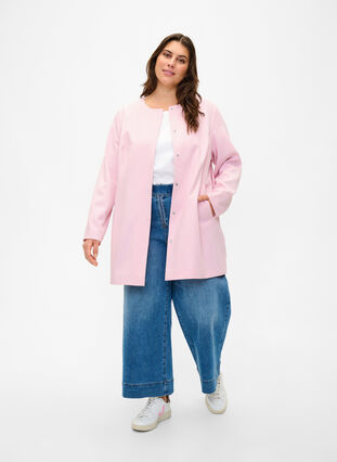 Forårsjakke med skjult knaplukning, Parfait Pink, Model image number 2