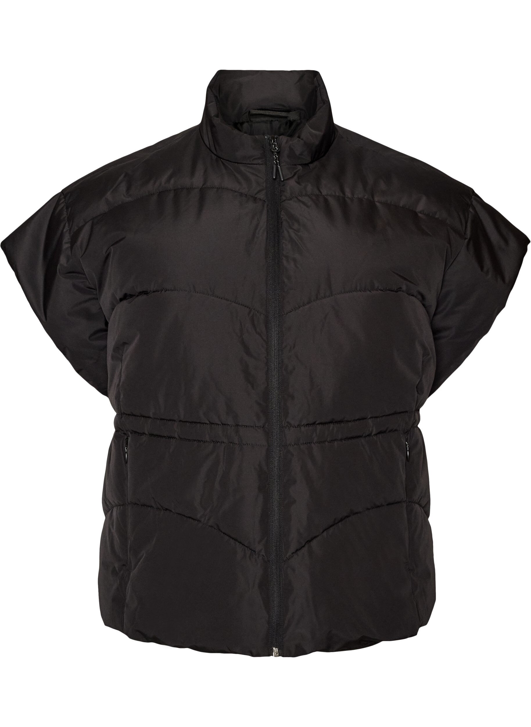 ZizziPuffervest med justerbar talje, Sort, Packshot image number 0