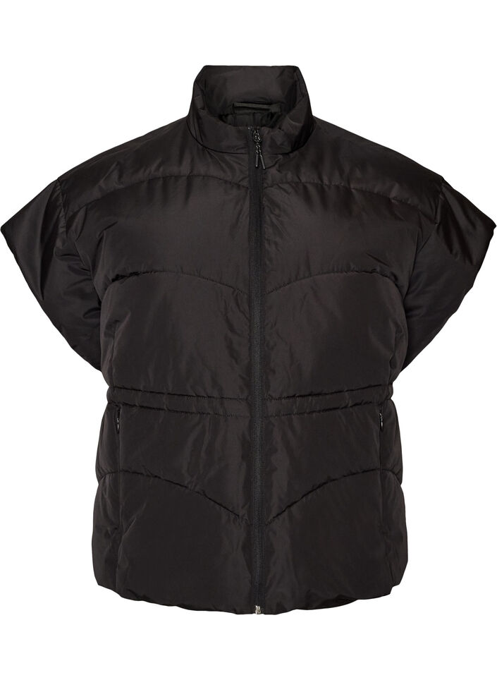 Puffervest med justerbar talje, Sort, Packshot image number 0