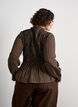 Ternet bluse med smock og peplum, Brun, Model image number 2