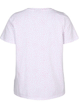 Bomulds t-shirt med prikker og v-hals, B.White/S. Pink Dot, Packshot image number 1