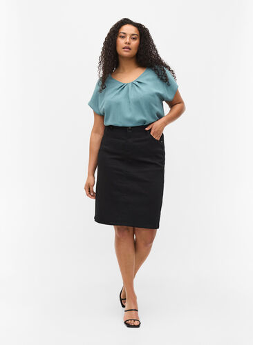 Tætsiddende nederdel med lommer, Black, Model image number 0