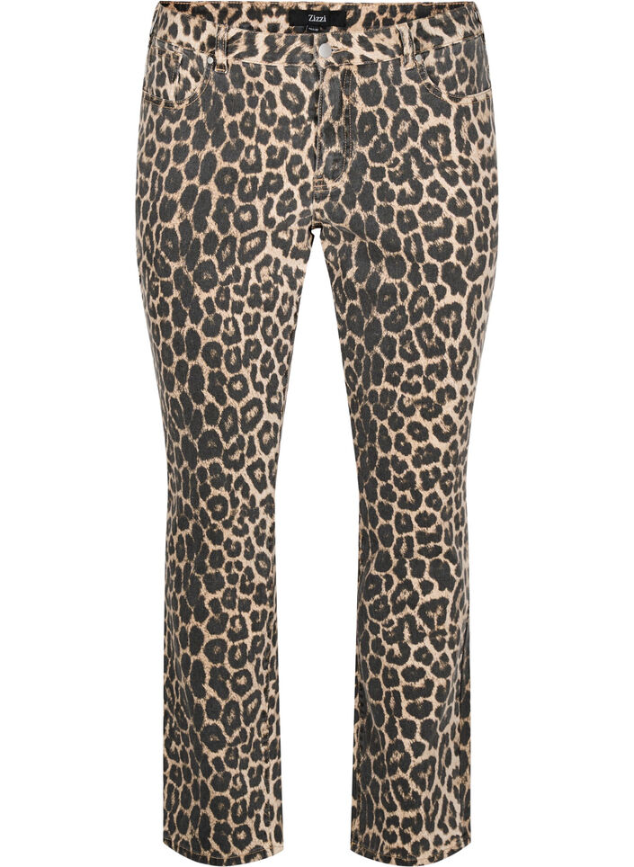 Emily jeans med leopardprint, Brun, Packshot image number 0
