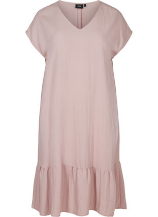 Kortærmet viskose kjole med v-udskæring, Deauville Mauve, Packshot image number 0