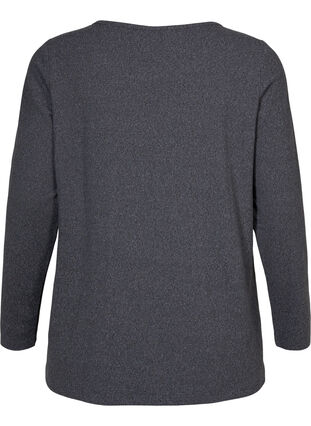 Bluse med similisten og rund hals, Dark Grey Melange, Packshot image number 1