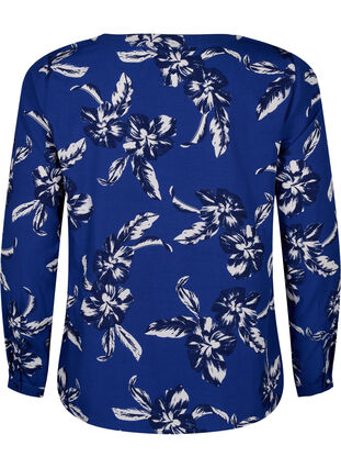 FLASH - Langærmet bluse med print, Navy Blazer Flower, Packshot image number 1