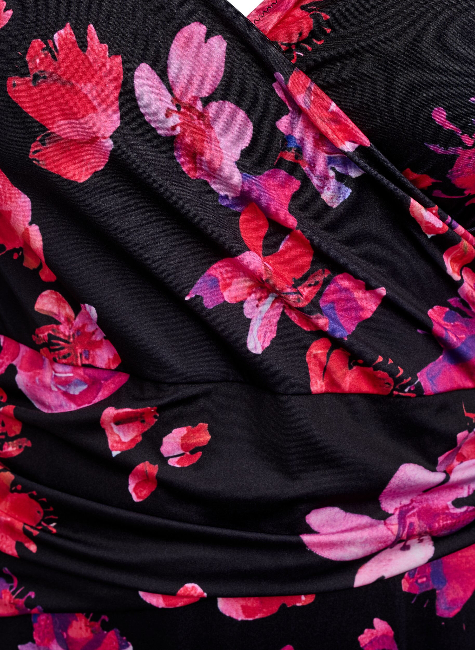 Zizzi Badedragt med draperinger og wrap-effekt, Sort, Packshot image number 2