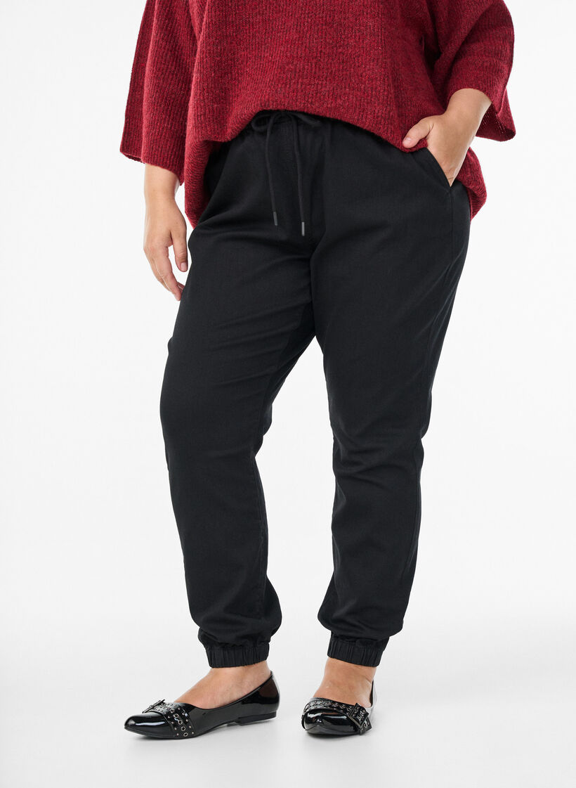 Denimjoggers med lommer, Sort, Model image number 2