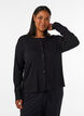 Cardigan i &oslash;kologisk bomuld med hulm&oslash;nster, Sort, Model image number 0