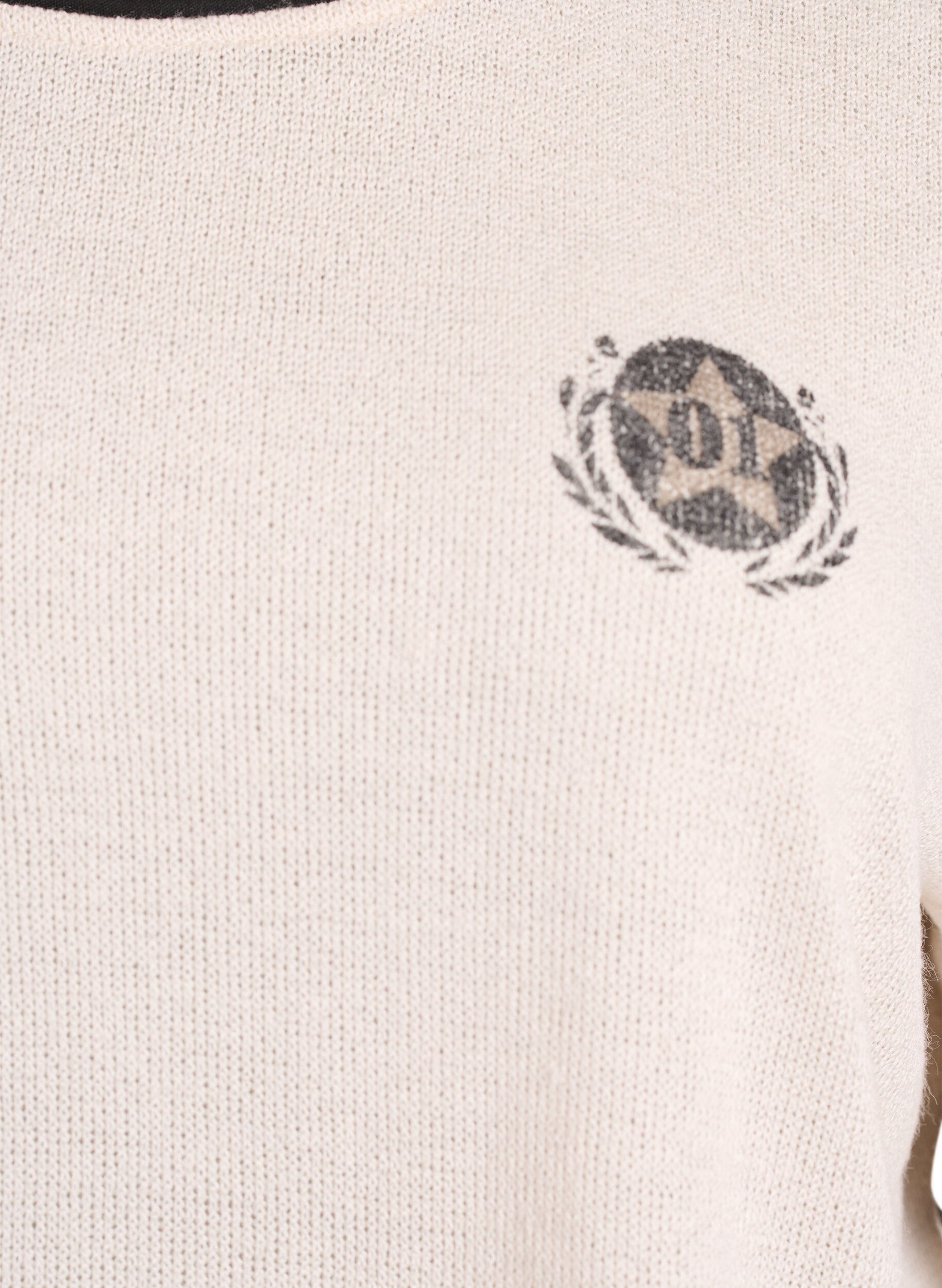 Zizzi Kort&aelig;rmet bluse med kontraststriber, Beige, Packshot image number 2