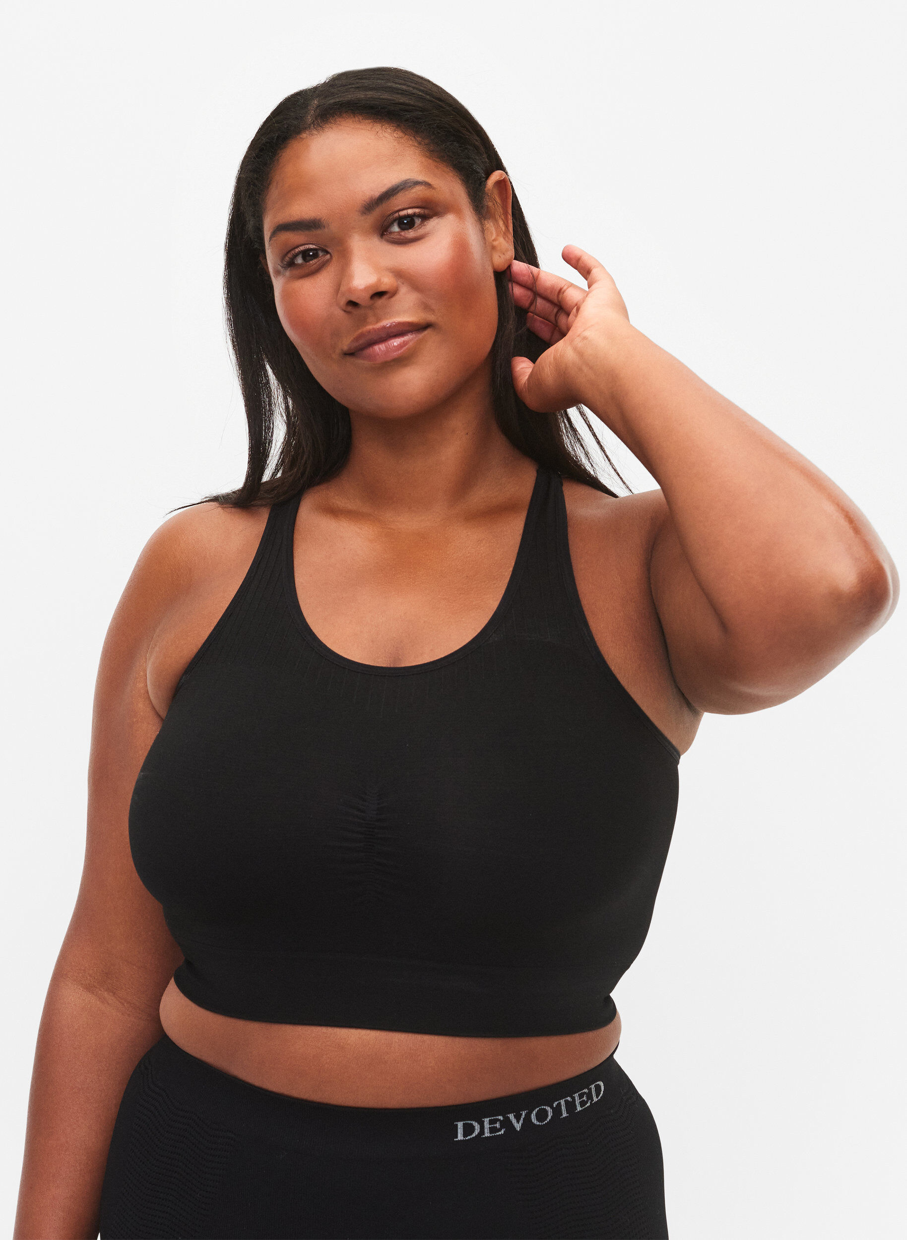 Zizzi Seamless bh top , Black, Model image number 0