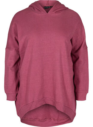 Bomulds sweatshirt med hætte og high-low, Violet Quartz, Packshot image number 0