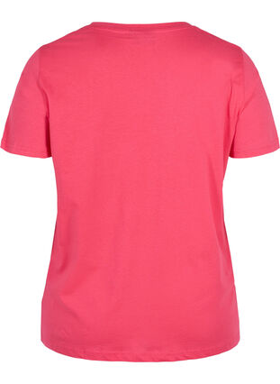 Kortærmet bomulds t-shirt med tryk , Raspberry TEXT, Packshot image number 1