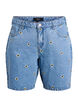 Denim shorts med broderede blomster, Bl&aring;, Packshot image number 0