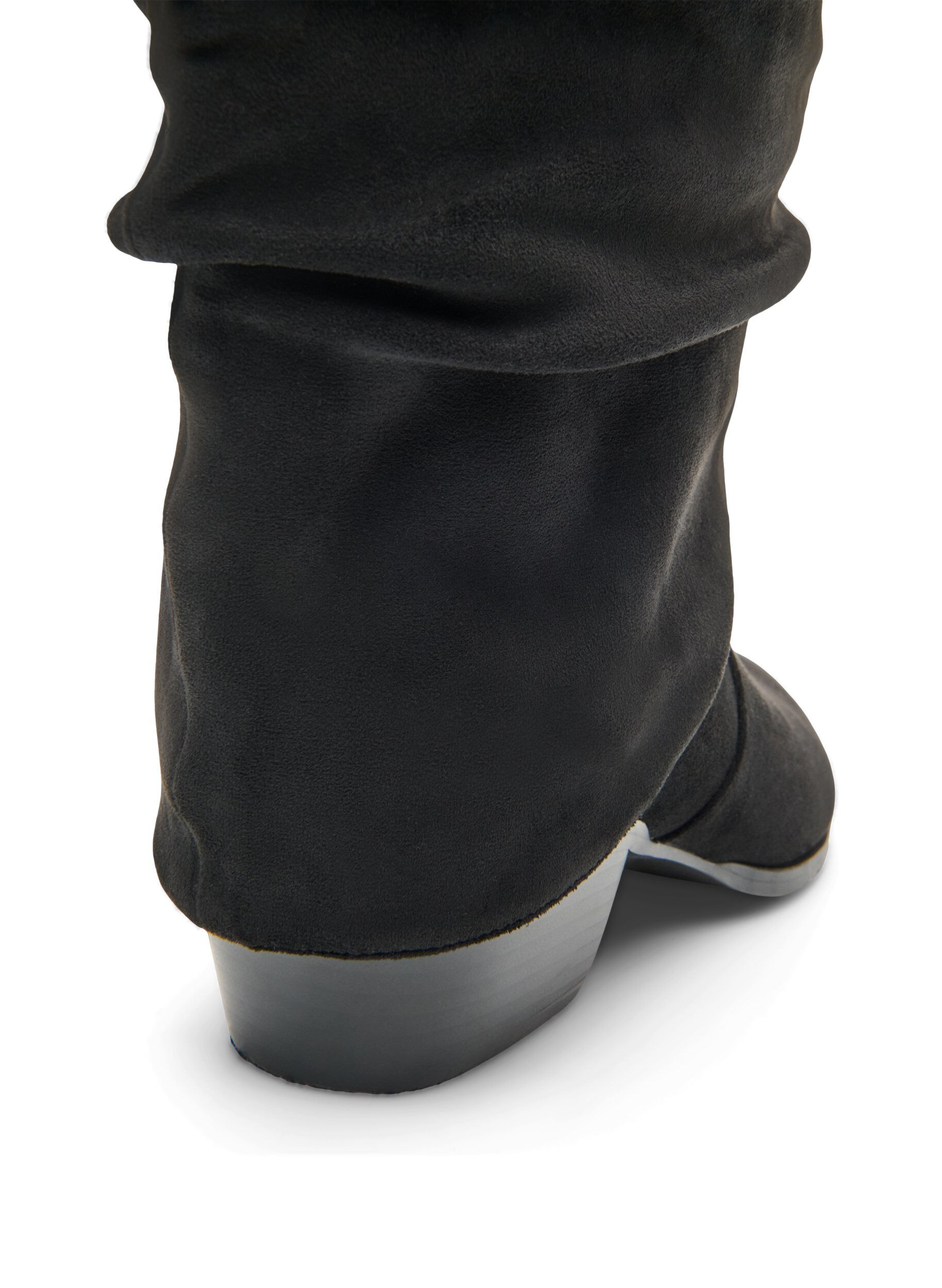 ZizziLang st&oslash;vle i ruskindslook med aftageligt skaft, Sort, Packshot image number 3