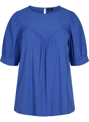 Bluse i viskose med a-shape, Dazzling Blue, Packshot image number 0