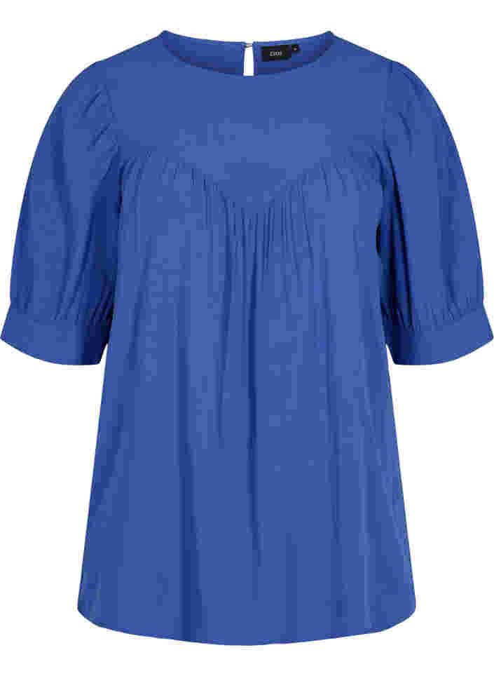Bluse i viskose med a-shape, Dazzling Blue, Packshot image number 0