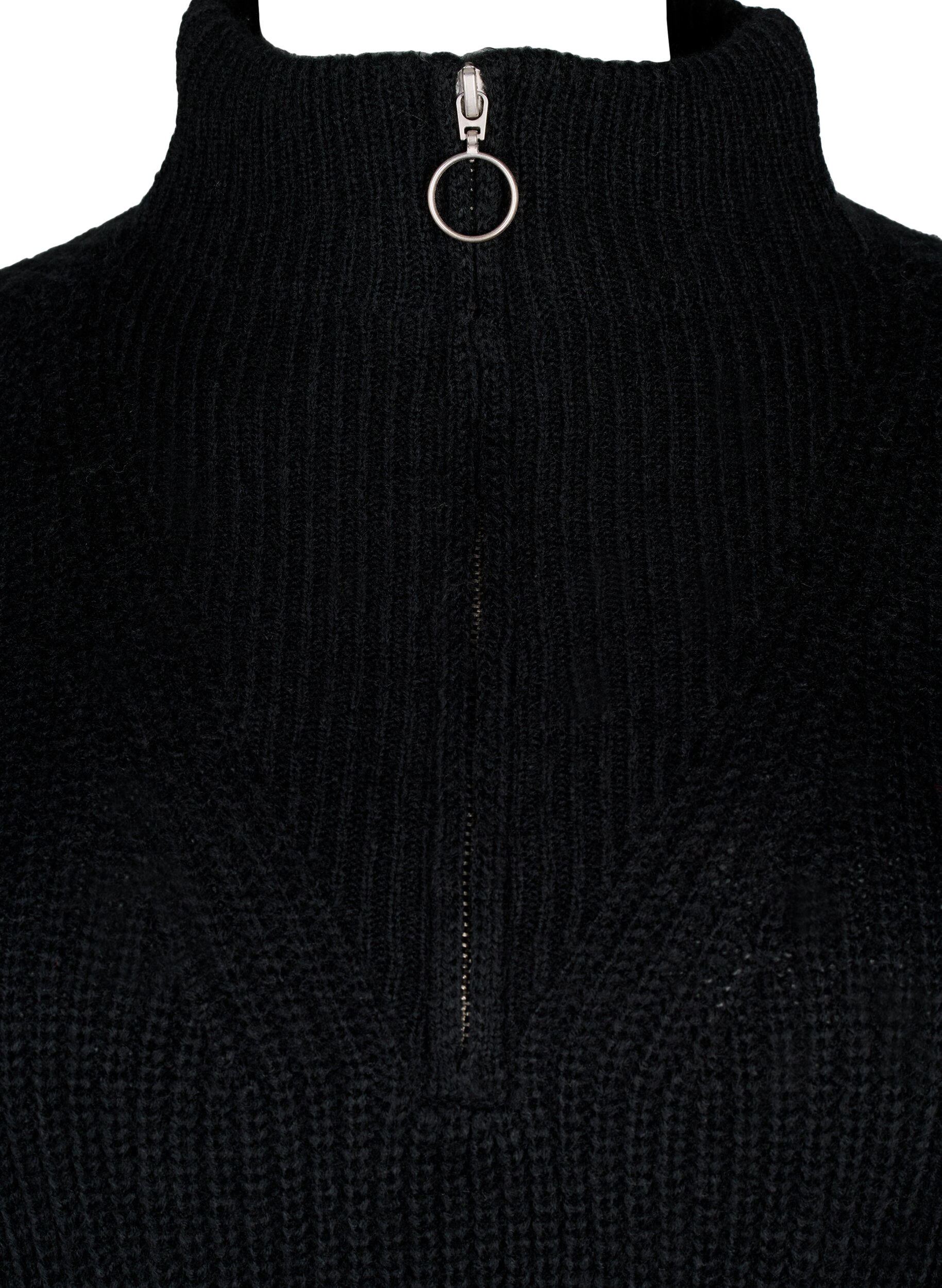 Zizzi FLASH - Strikkjole med h&oslash;j hals, Black, Packshot image number 2