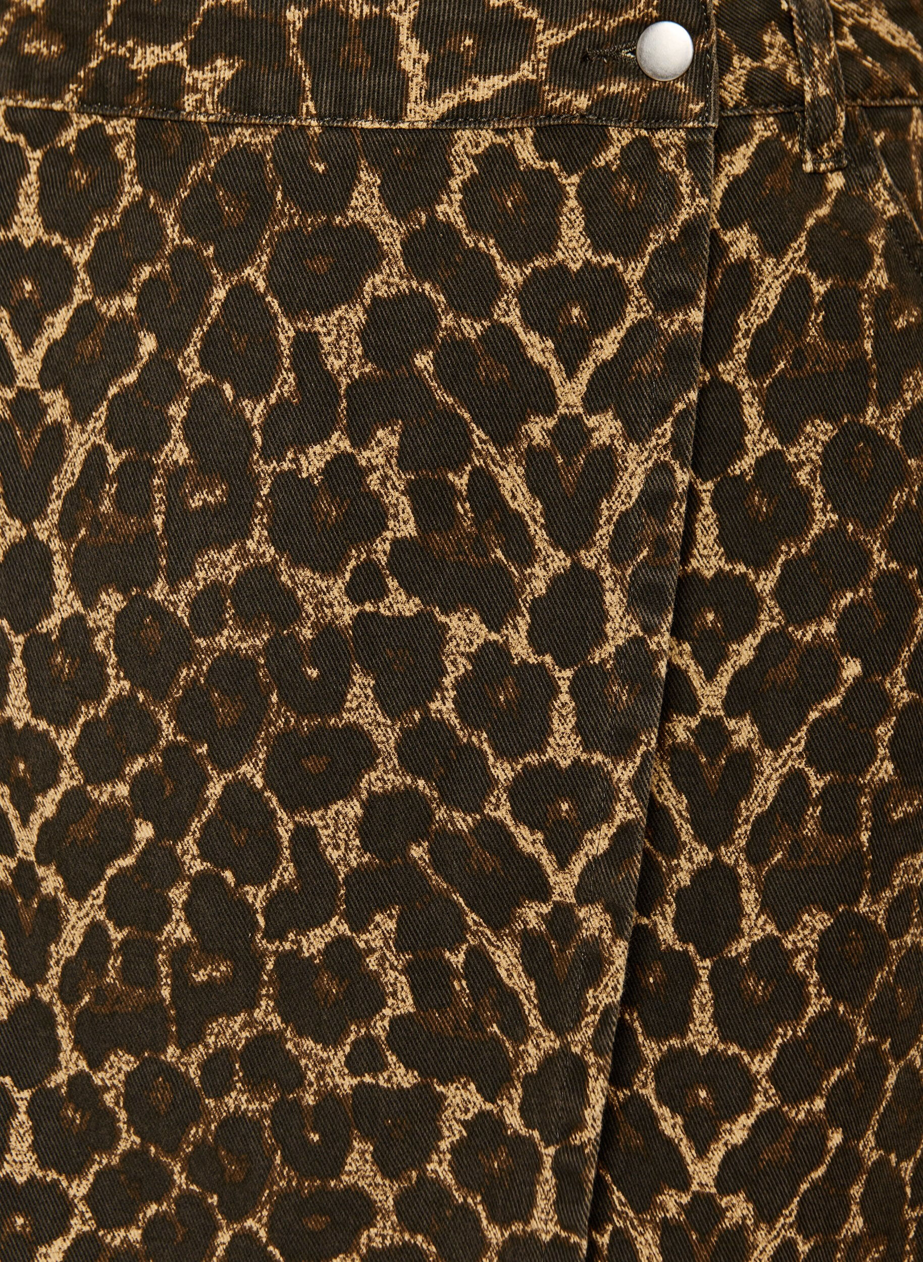 ZizziKort denimnederdel med leopardprint og A-snit, Brun, Packshot image number 2
