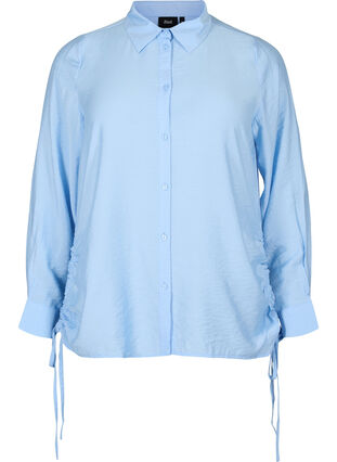 Skjorte i viskose med rynkedetalje, Serenity, Packshot image number 0