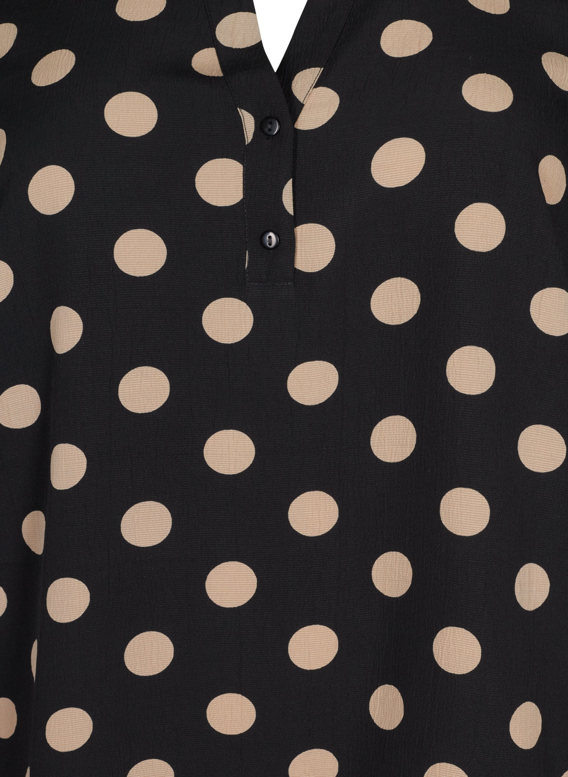 Zizzi FLASH - Lang&aelig;rmet bluse med print, Black Brown Dot, Packshot image number 2