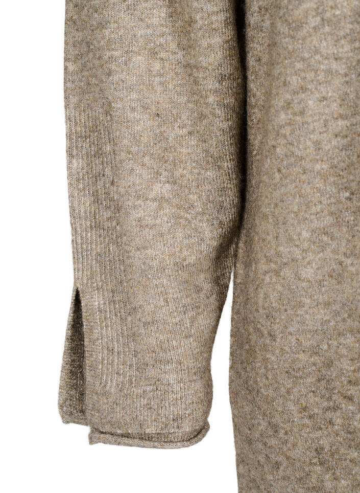 Strikkjole med slids, Walnut Mel., Packshot image number 3