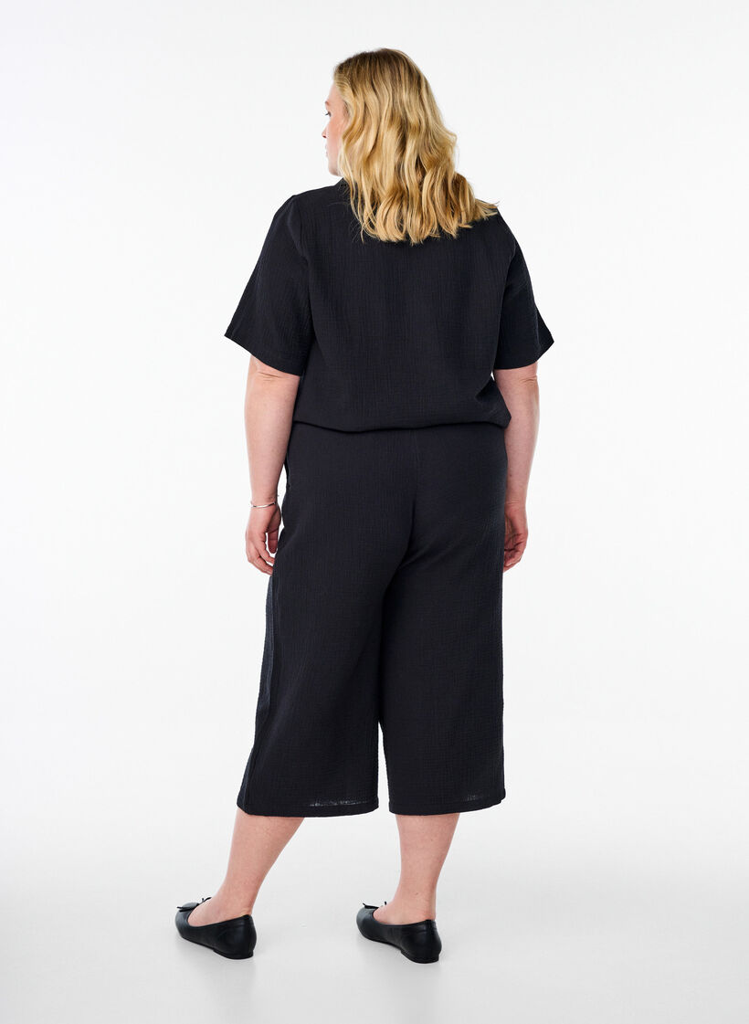 Culottebukser med h&oslash;j talje, Sort, Model image number 1