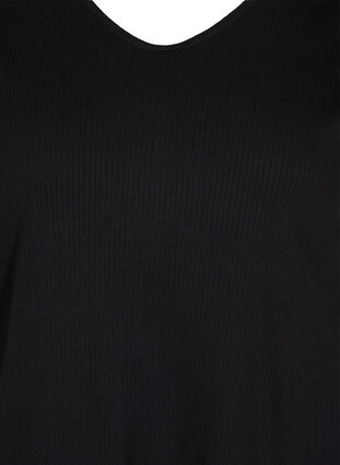 Kortærmet bomuldskjole i rib, Black, Packshot image number 2